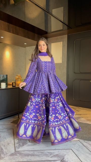 Full Sleeve Dress Designs, Full Sleeves Suit Designs, Latest Trending Dresses For Women, Trending Suits Women Indian, Purple Ethnic Wear, Indian Outfits Women, Purple Dress Design, Purple Indian Dress, Idaho Clothing