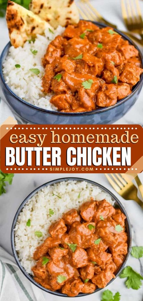 Add this Butter Chicken to your best dinner recipes! This easy chicken dinner recipe is so easy to make and tastes better than takeout. Save this pin for later! Butter Chicken Recipe Indian, Butter Chicken Recipe Easy, Indian Butter Chicken, Butter Chicken Recipe, Chicken Dishes Recipes, Butter Chicken, Chicken Dinner Recipes, Easy Chicken Recipes, Curry Recipes