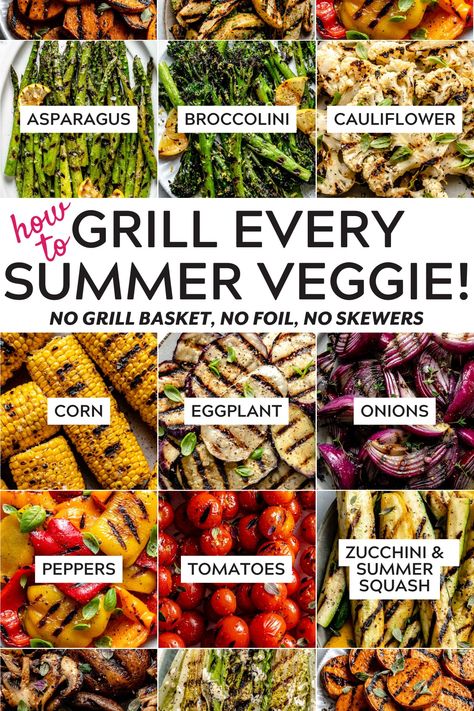 Learn how to grill vegetables this summer, starting with my 13 favorite Quick Grilled Vegetables. No basket, no foil, and no skewers! How To Grill Vegetables On The Grill, Best Grilled Veggies, Vegetables To Grill, Best Vegetables To Grill, Grill Veggies, Grilled Veggies On The Grill In Foil, How To Grill Veggies On The Grill, Foil Packet Veggies For The Grill, Veggies On Grill