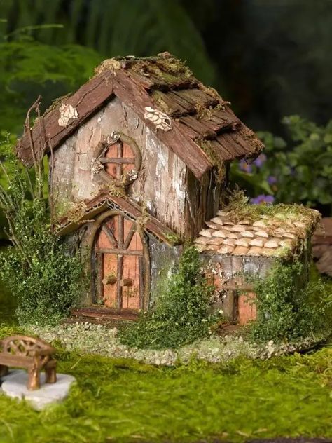 48 Fantastic Fairy Gardens for Your Yard ... Fairy Garden Cottage, Fairy House Diy, Fairy Garden Designs, Fairy Furniture, Faeries Gardens, Fairy Tree, Fairy Garden Houses, Diy Fairy, Fairy Doors