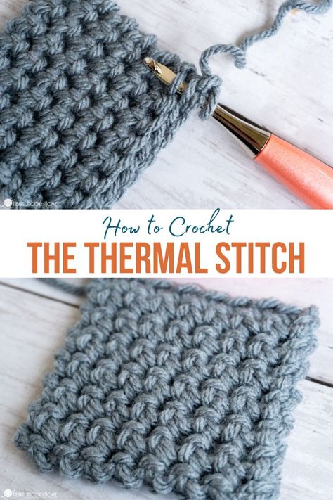 Ever wondered how to craft the thickest crochet items? The Thermal Stitch tutorial is your answer, offering warmth and sturdiness in every loop. Crochet Thermal Stitch Tutorial, Crochet With Crochet Thread, Thermal Crochet Stitch Tutorial, Sturdy Crochet Stitch, Warm Crochet Stitches, Crochet How To, Thermal Crochet Stitch, Blanket Crochet Stitch, Thermal Stitch Crochet