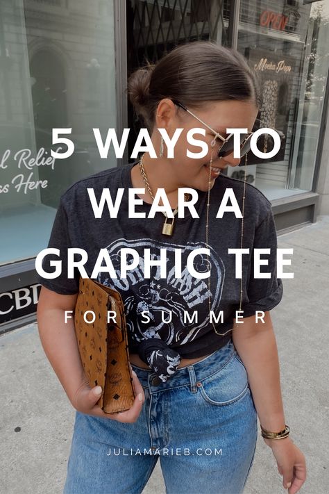 Casual Night Out Outfit Summer, Black Tee Outfit, Tshirt Outfit Summer, Graphic Tshirt Outfit, Julia Marie, Jeans And T Shirt Outfit, Tee Shirt Outfit, Grafic Tees, Style Graphic Tee