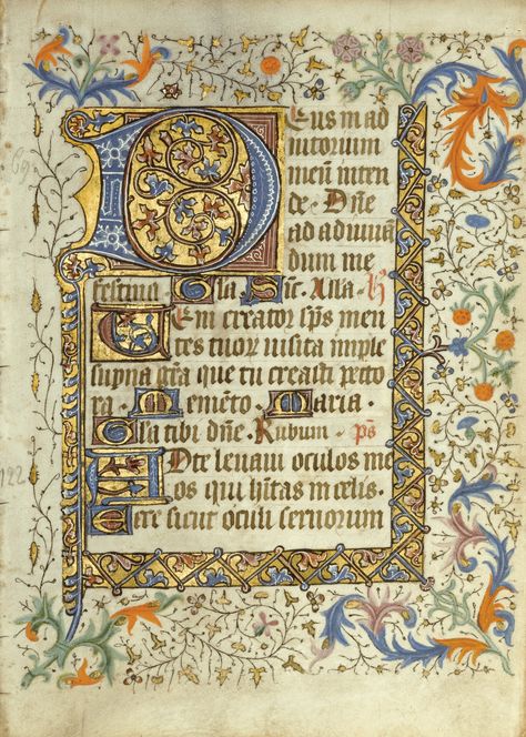 SOTW CH3 - Leaves from two illuminated manuscript Books of Hours, on vellum [French Flanders and Delft, fifteenth century] | lot | Sotheby's Gothic Manuscript, Medieval Illumination, Medieval Artwork, Illustrated Manuscript, Medieval Aesthetic, Medieval Books, Illumination Art, Gold Book, Book Of Kells