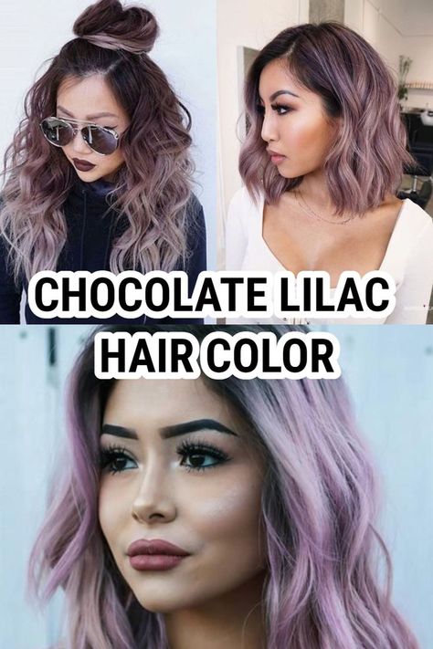 CHOCOLATE LILAC HAIR COLOR Chocolate Lilac Hair Color, Chocolate Lilac Hair, Chocolate Mauve Hair, Mauve Hair, Lilac Hair Color, Lilac Hair, Hair Color Pastel, Color Shampoo, Pastel Hair