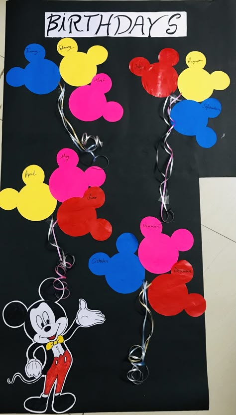 Birthday Chart Ideas For Kindergarten, Birthday Charts For Preschool Kindergarten, Cute Birthday Boards For Classroom, Birthday Notice Board Ideas, Blackboard Border Designs, Bday Chart For Classroom, House Chart Ideas For Classroom, Creative Birthday Charts For Classroom, Birthday Charts For Preschool