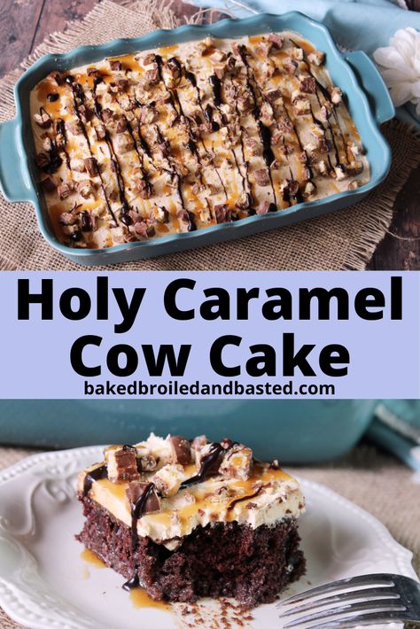 Twix Cake, Candy Bar Cake, Cow Cake, Cow Cakes, Chocolate And Caramel, Dessert Simple, Poke Cake Recipes, Rich Desserts, Delicious Cake Recipes