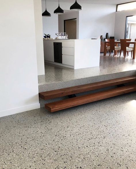 Terrazo Flooring, Concrete Floors Living Room, Concrete Floors In House, Terazzo Floor, Terrazzo Floors, Terrazzo Flooring, Polished Concrete, Room Flooring, House Flooring