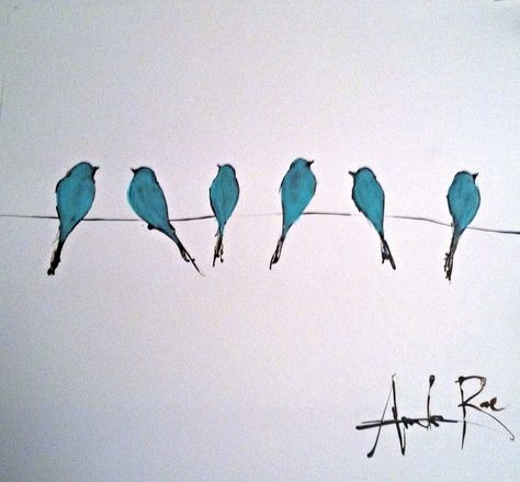 3 Birds Drawing, Birds On A Wire Watercolor, Birds On A Line Painting, Bird On A Wire Painting, Birds On A Wire Painting, Birds On A Wire Art, Birds On A Line, Birds On Wire, Best Drawing Ideas