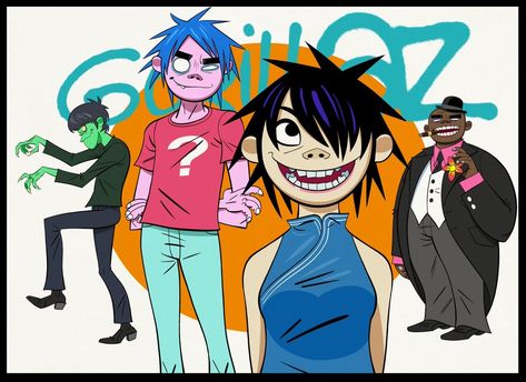 glow az X-en: „RED SUN VI #gorillaz https://t.co/LnBV6Lc2hz” / Twitter Monkeys Band, Gorillaz Art, Funny Monkey, Life Support, British People, Red Sun, Monkeys Funny, Cartoon Character Design, Gorillaz