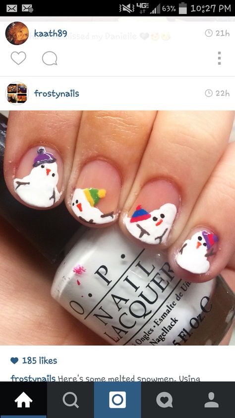 Melted Snowman Nails, Collab Ideas, Snowman Nail, Snowman Nail Art, Melting Snowman, Snowman Nails, Melting Snowmen, Melted Snowman, Nail Art Designs Summer