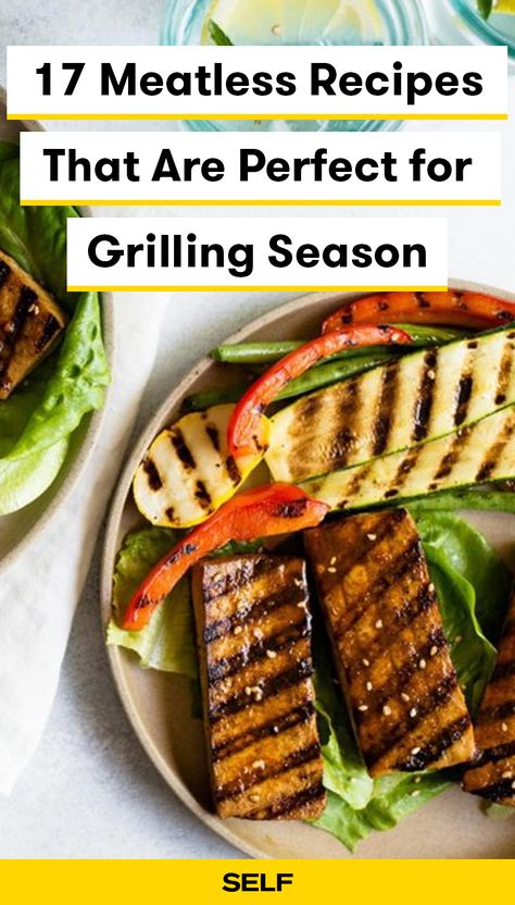 Usually barbecue parties aren't the most vegetarian-friendly gatherings. Whether you're vegetarian or not, having a few meatless options to choose from at a summer barbecue never hurts.  Here are 17 meatless recipes that are perfect for grilling season. The list includes grilled tofu tacos, veggie burgers, vegetable pizza, and more. Grilling For Vegetarians, Meatless Grilling Ideas, Vegetarian Grilling Recipes, Bbq Vegetables, Bbq Veggies, Vegetarian Grilling, Tofu Tacos, Vegetarian Bbq, Vegetarian Barbecue