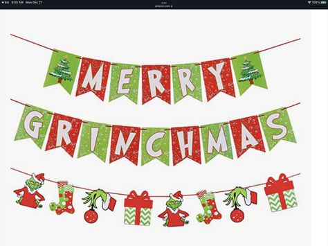 Grinch Garland, Grinch Printable, Grinch Tree, Grinch Trees, Grinch Party, Grinch Christmas Decorations, Merry Grinchmas, Grinch Stole Christmas, Printable Banner