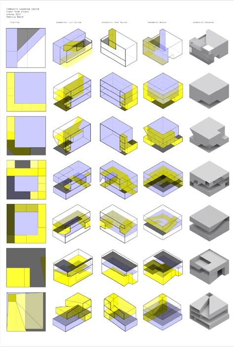 Iteration Diagrams First Year Community Learning Center Massing Study Architecture Bjarke Ingels Architecture, Mass Study, Typology Architecture, Oma Architecture, Architecture Study, Collage Architecture, Architecture Diagram, Concept Models Architecture, Pavilion Architecture