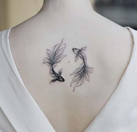 27 Tattoo, Yin Yang Tattoo, Yang Tattoo, Pisces Tattoos, Koi Tattoo, Petite Tattoos, Koi Fish Tattoo, Fish Tattoo, Stylist Tattoos