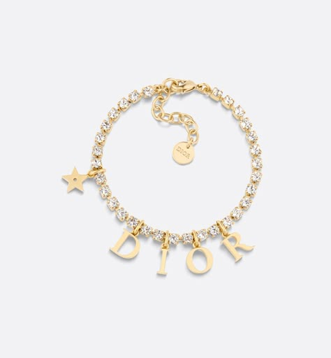 Dio(r)evolution Bracelet Gold-Finish Metal and Silver-Tone Crystals | DIOR Gold Dior Jewelry, Gold Pandora Bracelet, Dior Jewelry Bracelets, Classy Bracelets, Gold Jewelry Bracelets, Christian Dior Bracelet, Dior Bracelet, Luxury Bracelets, Silver Gold Jewelry