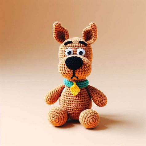 Crochet Scooby-Doo Amigurumi Idea Crochet Scooby Doo, Crochet Small Patterns, Cartoon Amigurumi, Crochet Cartoon, Crochet Characters, Small Patterns, Crocheted Animals, Crochet Dog Patterns, Graph Crochet