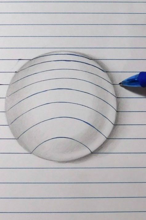 Easy: How To Draw A 3D Ball Using Lines! via @hollyhomer 3d Drawings Easy, Drawing Effects, Op Art Lessons, Cool Drawing, Illusion Drawings, Pitt Artist Pens, 3d Art Drawing, Artist Pens, White Gel Pen