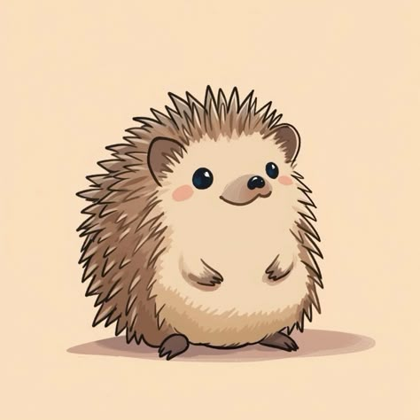 How To Draw Porcupine, Cute Porcupine Illustration, Porcupine Drawing Easy, Hedgehog Cute Illustration, Cute Critters Drawings, Cute Cartoon Hedgehog, Hedgehog Art Cute, Cute Hedgehog Art, Hedgehog Cartoon Drawing