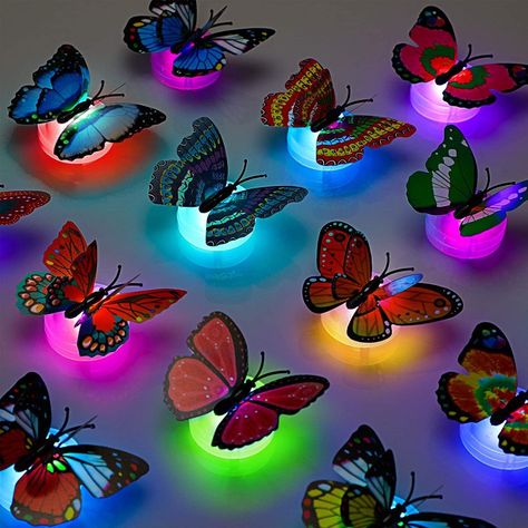 3D LED Butterfly Decoration Night Light Sticker Single and Double Wall Light Led Butterfly, Butterfly Decoration, Decorative Night Lights, Lawn Party, Butterfly Lighting, Led Wand, Backyard Lawn, Design Butterfly, 3d Butterfly Wall Stickers