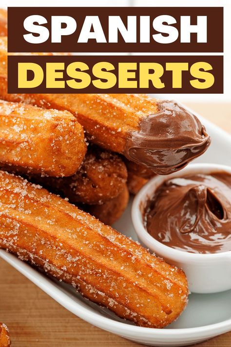 Looking for easy Spanish desserts? From sponge cake to churros to custard, these recipes will take you on a culinary trip to Spain! #spanishfood #desserts Easy Spanish Desserts, Desserts From Spain, Spanish Dessert Recipes, Mexican Horchata, Powdered Sugar Cookies, Spanish Bread, Fried Milk, Spanish Desserts, Trip To Spain