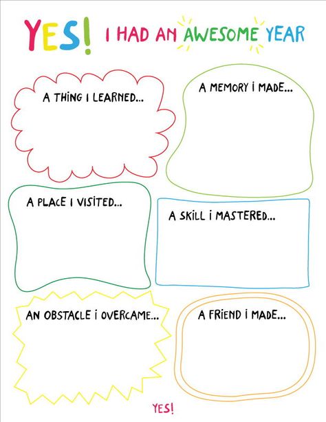 Practice gratitude and encourage a growth mindset in your kids. Download our end-of-year activity for kids and talk about what you’ve accomplished this past year. A great family activity! #yeswemadethis #endofyearactivity #gratitude #growthmindsetforkids What I Learned This Year, End Of Therapy Activities, New Years Counseling Activities, New Year Counseling Activities For Kids, New Year Therapy Activities For Kids, New Years Therapy Activities Kids, New Years Therapy Activities, New Year Therapy Activities, End Of Year Crafts For Kids