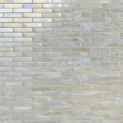 Artmore Tile Waterly Pearl White 4 in. x 8 in. Polished Glass Wall Mosaic Tile Sample in the Tile Samples department at Lowes.com Shower Tile Tilebar, Iridescent Subway Tile Backsplash, Pearlescent Tiles Kitchen, Iridescent Shower Tile, Pearl Subway Tile Backsplash, Glass Tiles Backsplash Kitchen, Pearlescent Tiles, Iridescent Backsplash, Beachy Backsplash