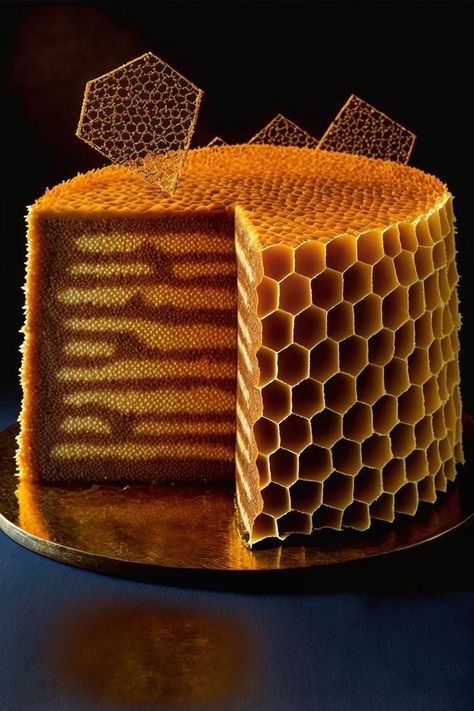 Honey Cake Decoration Ideas, Honeycomb Cake, Fantasy Cake, Cool Cake Designs, Modern Cakes, Honey Cake, Easy Cake Decorating, A Piece Of Cake, Crazy Cakes