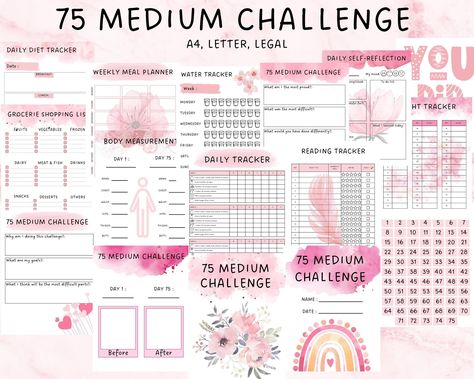 30. Track your progress, stay motivated, and achieve your weight loss goals! #weightloss #fitnessjournal #diet_planner 75 Medium Challenge Rules, 75 Medium Challenge Tracker, 75 Medium Challenge, Journal Diet, Body Measurement Tracker, Mom Challenge, Daily Tracker, Challenge Fitness, Diet Tracker