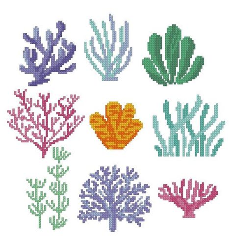 Black Symbols, Cross Stitch Sea, Needlepoint Projects, Holiday Cross Stitch Patterns, Cross Stitch Modern, Sea Plants, Cross Stitch Fonts, Holiday Cross Stitch, Fish Patterns