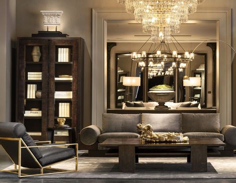 Glam Kitchen Design, Restoration Hardware Design, Rh Style, Contemporary Foyer, Restoration Hardware Living Room, Sophisticated Room, Rh Furniture, Interior Lounge, Art Placement