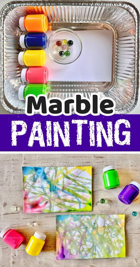 Marble Painting For Kids, Painting With Marbles, Painting Crafts For Kids, Jackson Pollock Art, Action Art, Messy Art, Painting Activities, Marble Painting, Art Activity