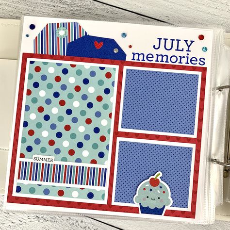 8x8 Scrapbook Layouts, Patriotic Scrapbook, Small Scrapbook, Scrapbook Planning, American Card, Scrappy Doo, Handmade Scrapbook, Birthday Scrapbook, Kids Scrapbook