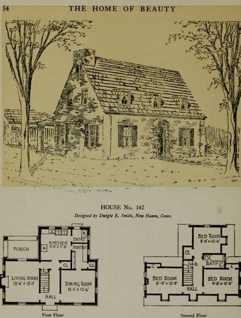 Vintage Cottage Floor Plans, Cottage Floorplan, Cottage Blueprints, Cottage Layout, Cottage Floor Plan, Vintage Floor Plans, Victorian House Plans, Vintage Homes, Cottage Floor Plans