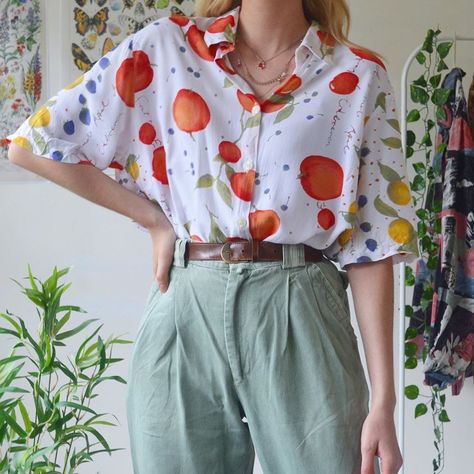 Queer Shirt, Fruit Shirt, Quirky Fashion, Oranges And Lemons, Outfit Goals, Colourful Outfits, Business Casual Outfits, Character Outfits, Vintage Shirt