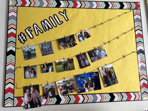 Our class family board❤️ #classroom #bulletinboard #preschool #family #familytree Classroom Family Picture Display Bulletin Boards, Family Tree Bulletin Board, Classroom Family Tree, Family Bulletin Boards, Preschool Classroom Rules, Displaying Family Pictures, Soft Board Decoration, Head Start Classroom, Family Celebrations Board