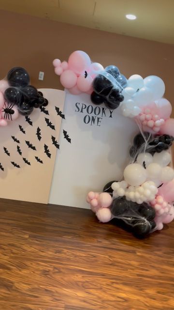 Isabel’ Decor on Instagram: "Spooky One 👻💕 … Double backdrop set up for Saturday’s event. I love when clients give me something that they want and I am allowed to be a little more creative 💕" One Balloon, Balloon Backdrop, Balloon Garland, Baby Mobile, Give It To Me, Balloons, Birthday Party, Baby Shower, Halloween