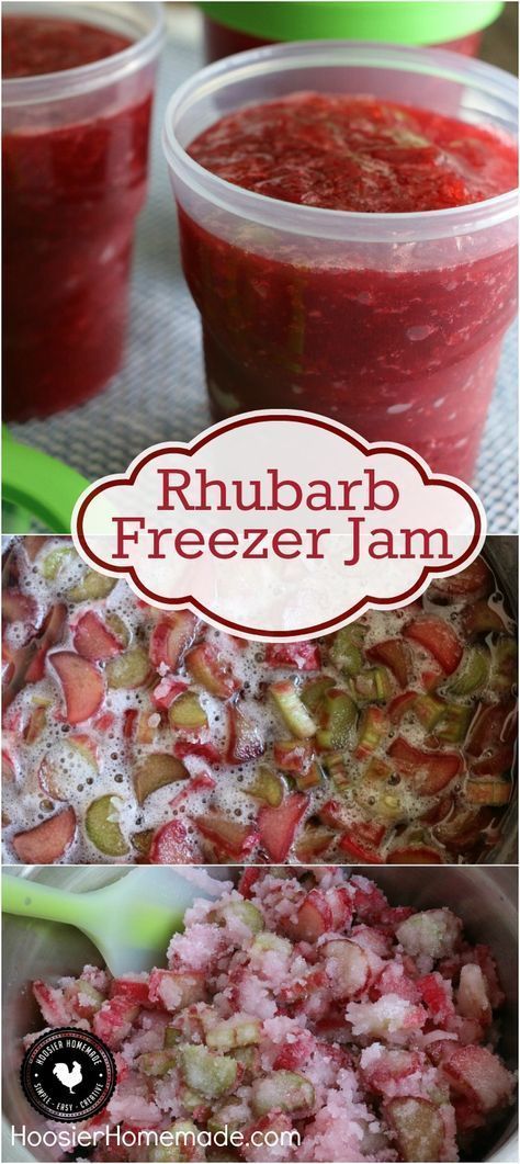 Rhubarb Freezer Jam, Rhubarb Desserts Recipes, Rhubarb Desserts, Rhubarb Jam, Freezer Jam, Jam And Jelly, Rhubarb Recipes, Jam Recipe, Jelly Recipes