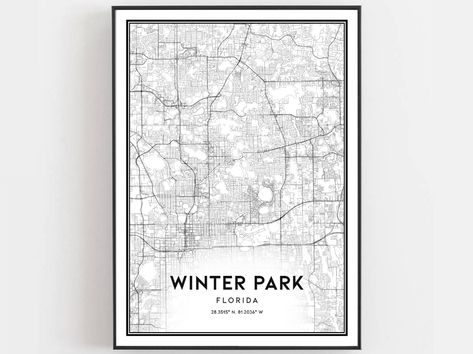 Winter Park Map Print Winter Park Map Poster Wall Art Fl | Etsy Boston Map Print, Vienna Map, Map California, Boston Map, First Wedding Anniversary Gift, California Print, Map Decor, City Map Poster, Map Gifts