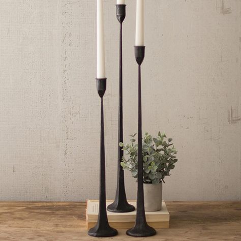 Cast Iron Candle Holder, Black Taper Candles, Cast Iron Set, Wrought Iron Candle Holders, Iron Candle Holders, Floor Candle Holders, Iron Candlesticks, Modern Candle Holders, Rustic Candle Holders