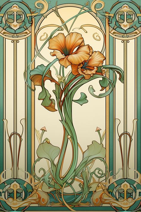 Art Nouveau Style Flower Panels designed by Shawn Briggs. Connect with them on Dribbble; the global community for designers and creative professionals. 1960s Art Nouveau, Art Nuevo Flowers, Art Nouveau Tutorial, Artneuvo Design, Art Nouveau Design Graphics, Art Nouveau Marigold, 70s Art Nouveau, Art Noveau Flores, Art Nouveau Artwork