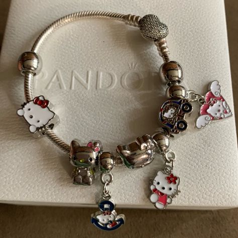 Pandora Bracelet Bangle, Bracelets Hello Kitty, Hello Kitty Pandora Bracelet, Hello Kitty Pandora, Hello Kitty Bracelet, Pandora Pave, Pandora Jewelry Box, Silver Flip Flops, Pandora Bangle