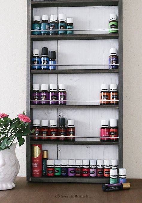 DIY Essential Oil Display DIY Crafts Ideas Essential Oil Display, Ladder Shelf Diy, Essential Oil Rack, Oil Display, Essential Oils Organization, Oil Rack, Oil Shelf, Diy Crafts Ideas, Dad Crafts