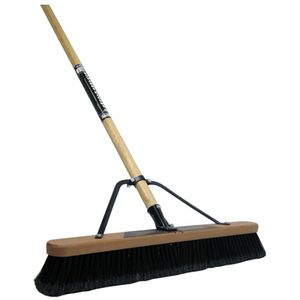 BROOM SMOOTH SURFACE 24IN Quickie Push Broom 24 in Sweep Face Polypropylene Bristle Black Bristle 3-1/8 in Trim Length 24 in Block Hardwood Block 60 in Handle Wood Handle Black Bolt-On Connection