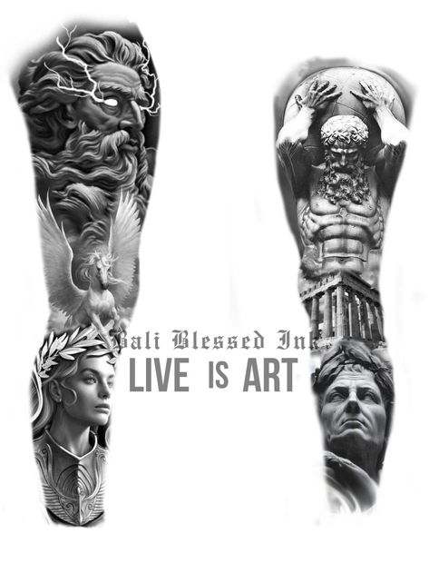 Leg Sleeve Tattoo Men Full Greek, Leg Sleeve Tattoo Male Greek Mythology, Zeus Tattoo Leg, Greek Mythology Tattoos Leg Sleeve, Greek Leg Sleeve Tattoo, Leg Sleeve Tattoo Male Design, Greek Mythology Leg Tattoos, Greek Leg Sleeve, Legs Tattoo Men Ideas Design