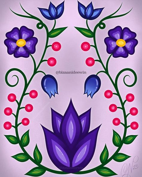 Native American Woodland Floral Design, Native American Floral Patterns, Native American Floral Tattoo, Indigenous Floral Designs, Indigenous Tattoos For Women, Native Floral Designs, Ojibwe Floral Design Patterns, Ojibway Floral Patterns, Lines Drawing Pattern