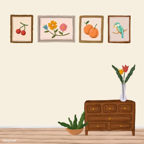 Wooden cabinet in a beige room sketch style vector | premium image by rawpixel.com / Noon Cabinet Illustration, Frame Template Aesthetic, Cabinet Drawing, Room Sketch, Photo Frame Template, Room Cartoon, House Cute, Classroom Background, Beige Room