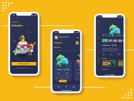 Pokedex by Harikrish on Dribbble Pokedex Design, Pokedex App, Ux App Design, App Design Layout, Ui Ux App, Wet Felting Projects, Pokemon Pokedex, Mobile Ui Design, Design Ui