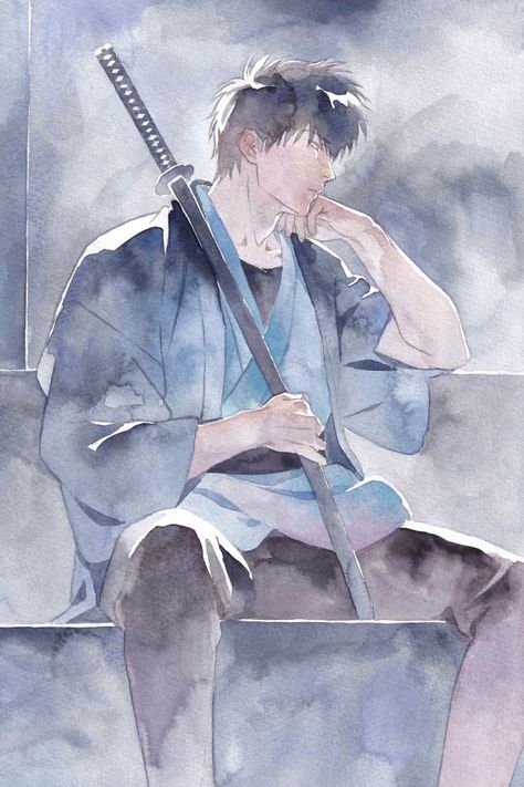 Hijikata Fanart, Hijikata Toshiro, Gin Tama, Aesthetic Gif, Image Boards, The Gallery, Anime Images, Watercolor Art, Anime Art