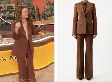 Drew Barrymore Show: January 2024 Drew Barrymore's Brown Blazer and Pant Suit Drew Barrymore Show, Brown Blazer, Drew Barrymore, January 2024, Pant Suit, Fashion Looks, Blazer, Tv, Pants