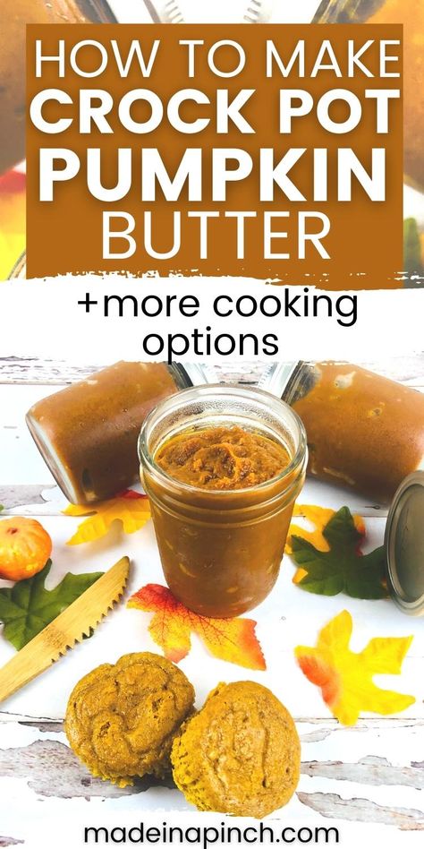 Crock Pot Pumpkin Butter! This recipe is insanely easy and tastes addictively good. Plus, your house will smell incredible! Slow cooker pumpkin butter is a perfect seasonal treat and makes a great (and cheap) DIY gift idea too! Alternative pumpkin butter cooking instructions are included in case you want to try a different method or make it faster. #pumpkinrecipes #fallrecipes #crockpotrecipes #pumpkinbutter #holidays Pumpkin Butter Crockpot Recipe, Slow Cooker Pumpkin Butter, Crock Pot Pumpkin, Cheap Diy Gift, Pumpkin Crockpot, Pumpkin Butter Recipe, Pumpkin Puree Recipes, Pumpkin French Toast, Slow Cooker Pumpkin